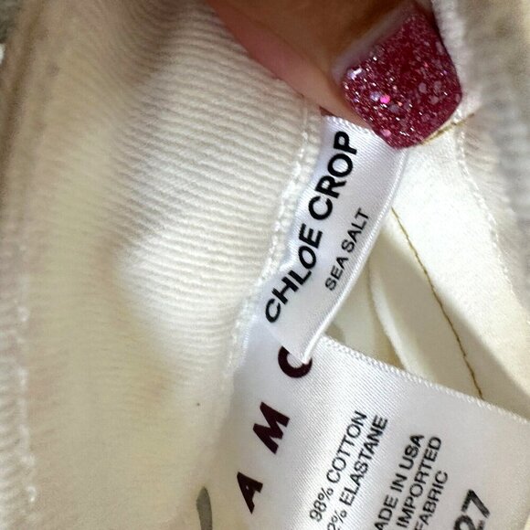 AMO Chloe Crop Jeans In‎ Sea Salt White Denim Organic Cotton - Picture 11 of 16